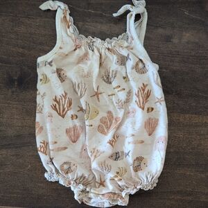 Rylee + Cru Cream and Brown Sea Life Baby Romper